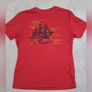 Banana Republic Men's T-Shirt Red Pirate Ship Graphic Size M Cotton Crewneck Tee